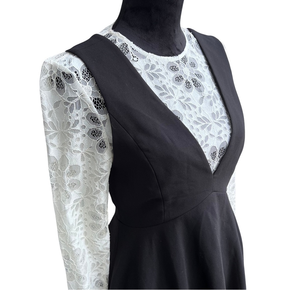 NWT Sandro Paris Nito Layered Lace Dress Black & White - Picture 5 of 9